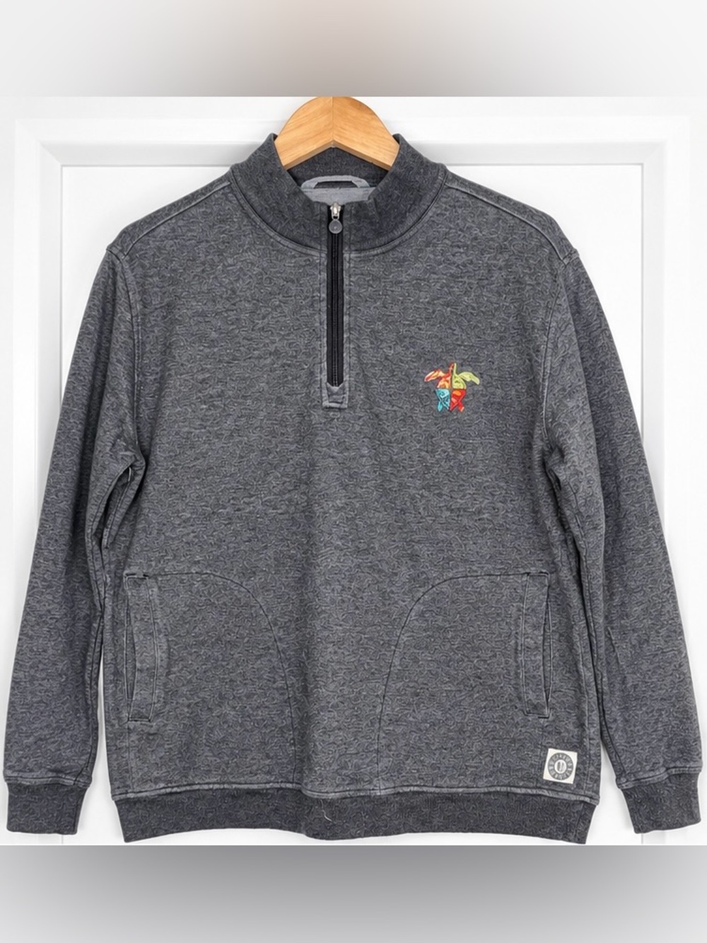 Linksoul Men’s Large Gray 1/4 Zip Pullover Golf Sweatshirt Embroidered